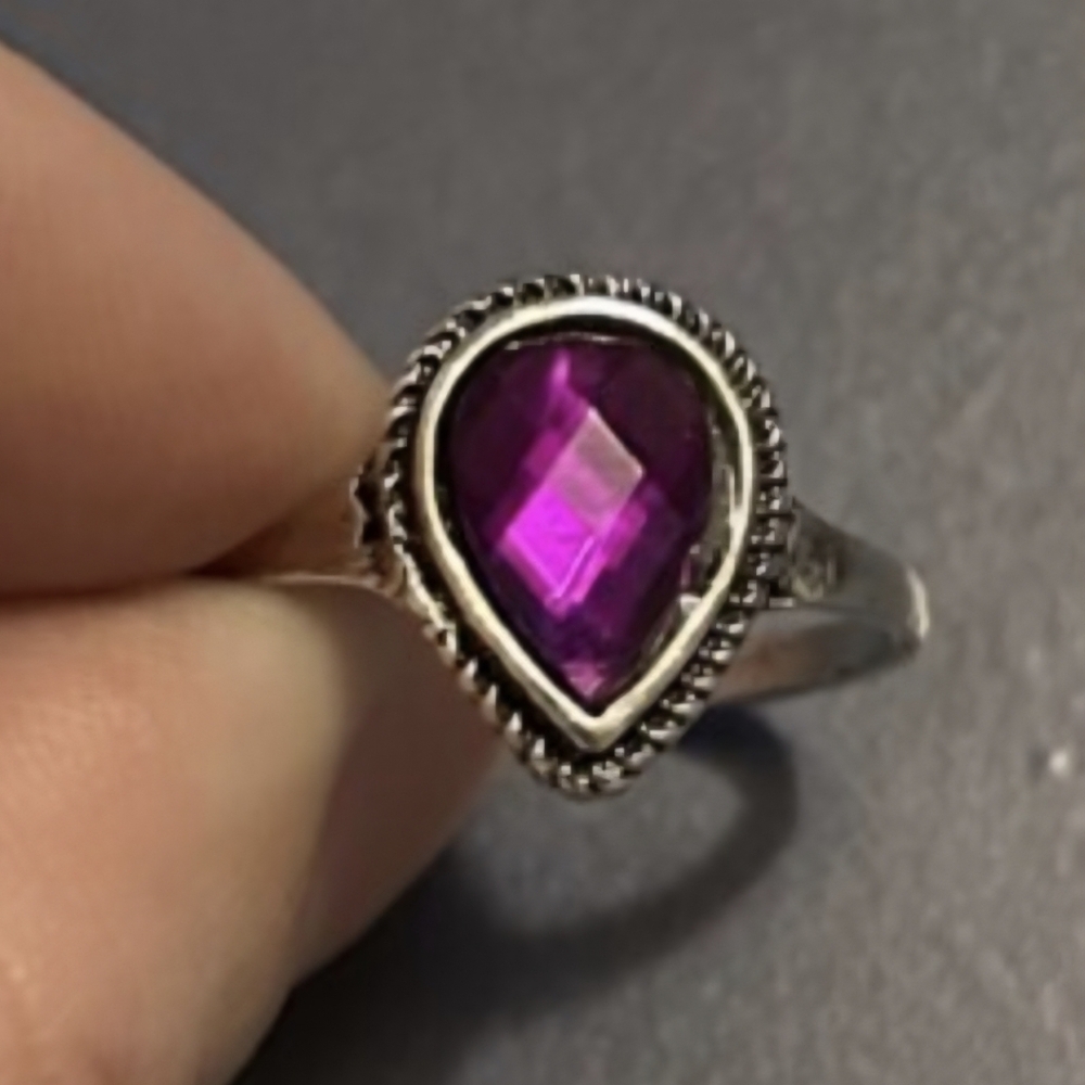 RARE SUGALITE BRAIDED BEZEL SET TEARDROP NEW SIZE 8 RING